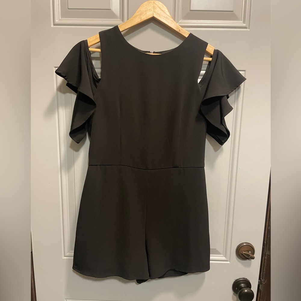 She + Sky black cold shoulder romper